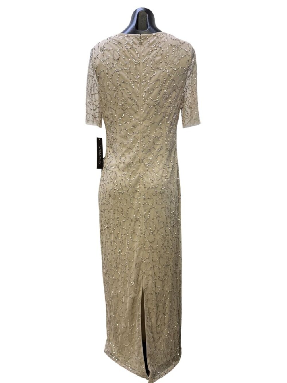 NWT Adrianna Papell Beaded Long Dress With Sleeves Cream Size 8 - Picture 2 of 7